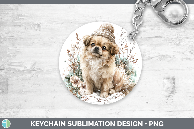 Pekingese Dogs 02 Winter Knit Hat Keychain Sublimation Desig