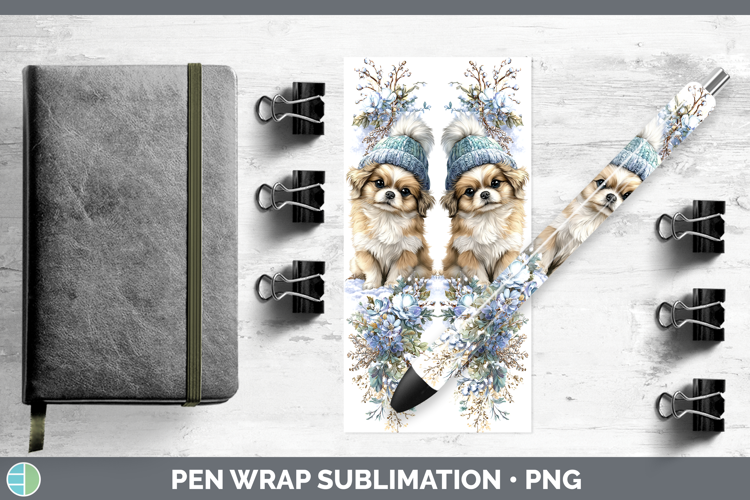 Pekingese Dogs 02 Winter Knit Hat Pen Wrap Sublimation Desig