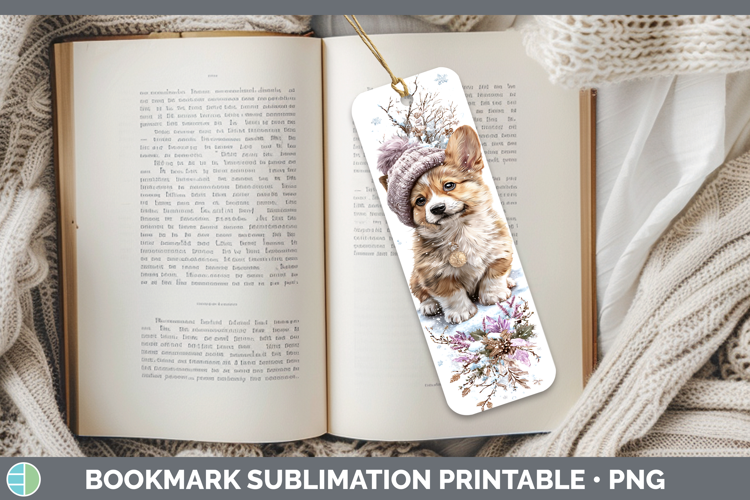 Pembrook Corgi Dogs 02 Winter Knit Hat Bookmark Sublimation