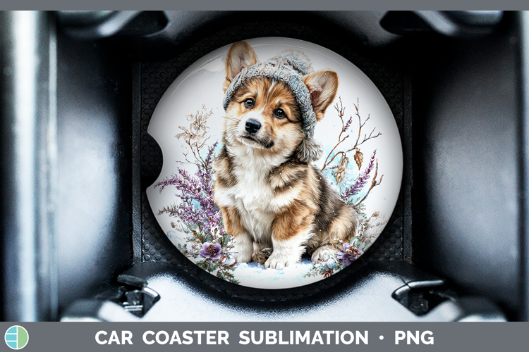 Pembrook Corgi Dogs 02 Winter Knit Hat Car Coaster Sublimati