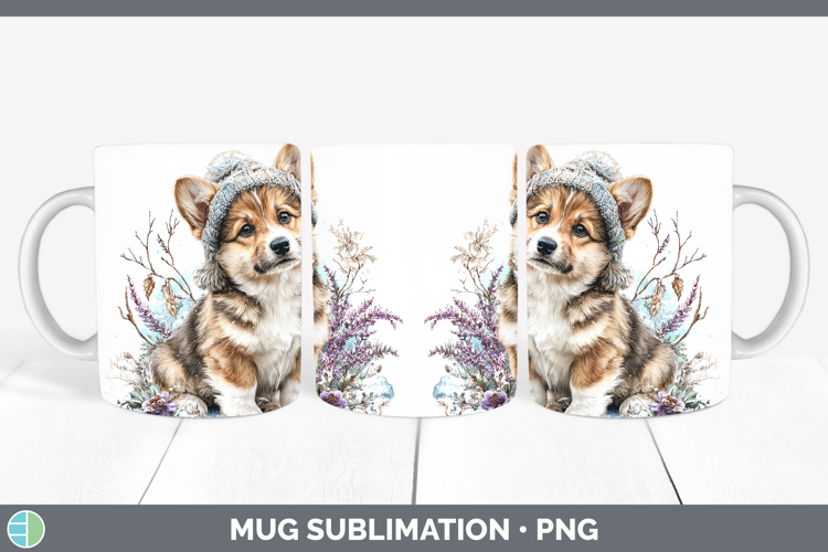 Pembrook Corgi Dogs 02 Winter Knit Hat Mug Wrap Sublimation