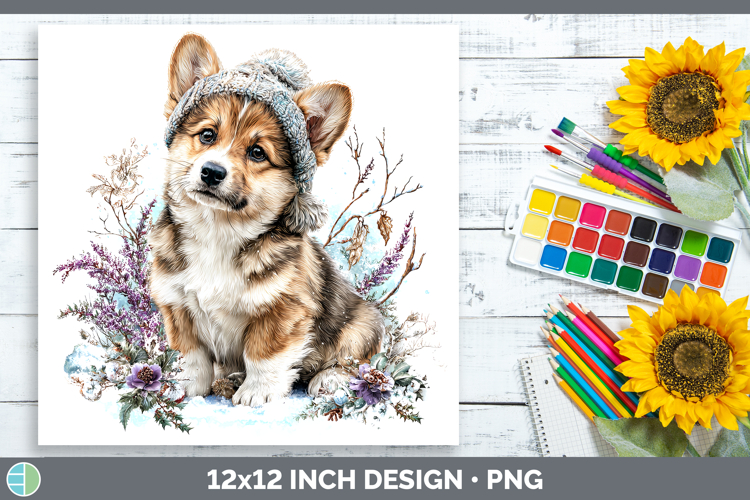 Pembrook Corgi Dogs 02 Winter Knit Hat Paper Backgrounds Des