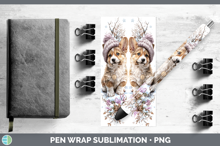 Pembrook Corgi Dogs 02 Winter Knit Hat Pen Wrap Sublimation
