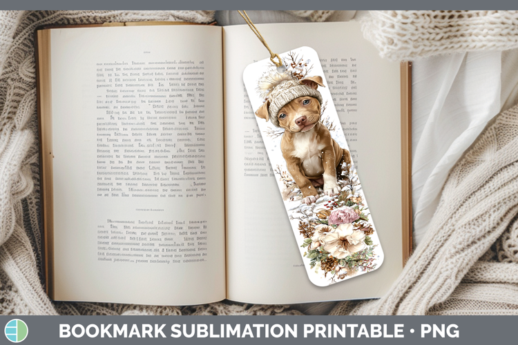 Pit Bull Dogs 02 Winter Knit Hat Bookmark Sublimation Design