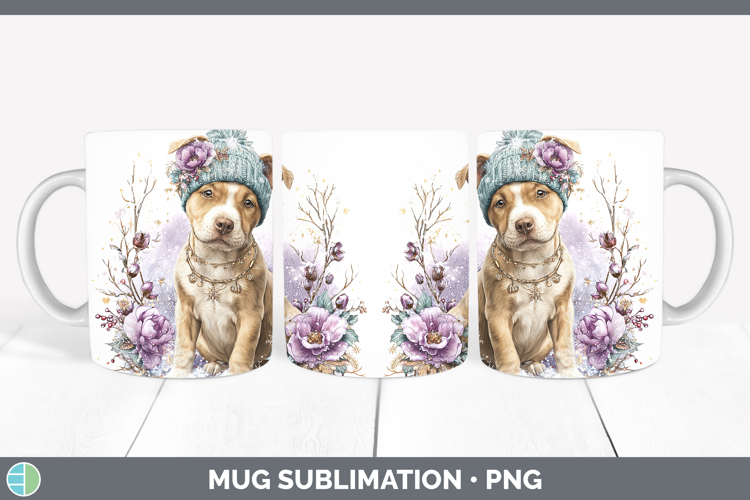 Pit Bull Dogs 02 Winter Knit Hat Mug Wrap Sublimation Design