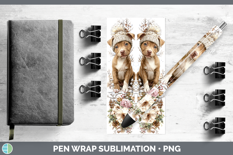 Pit Bull Dogs 02 Winter Knit Hat Pen Wrap Sublimation Design