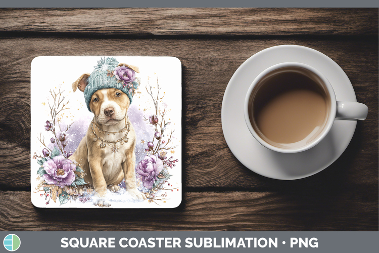 Pit Bull Dogs 02 Winter Knit Hat Square Coaster Sublimation