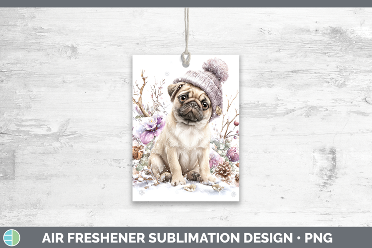 Pug Dogs 02 Winter Knit Hat Air Freshener Sublimation Design