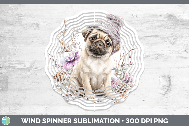 Pug Dogs 02 Winter Knit Hat Wind Spinner Sublimation Design