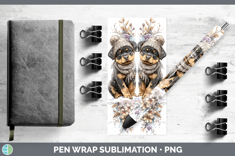 Rottweiler Dogs 02 Winter Knit Hat Pen Wrap Sublimation Desi