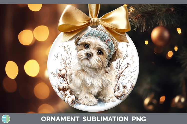 Shih Tzu Dogs 02 Winter Knit Hat Ornament Sublimation Design