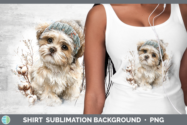 Shih Tzu Dogs 02 Winter Knit Hat Shirt Sublimation Design