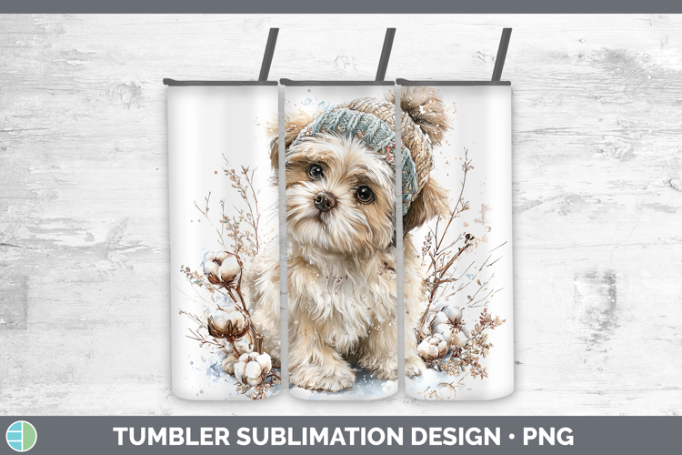 Shih Tzu Dogs 02 Winter Knit Hat Tumbler Sublimation Design