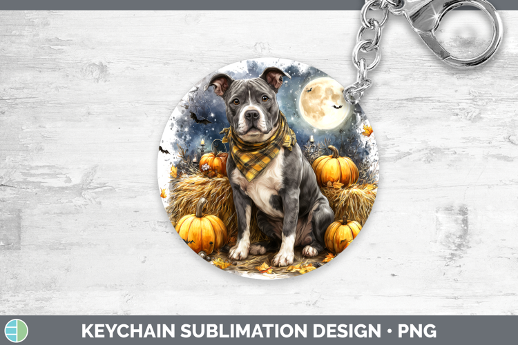 American Staffordshire Keychain Dogs 03 Bandana Halloween Su