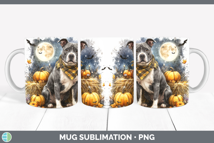 American Staffordshire Mug Wrap Dogs 03 Bandana Halloween Su