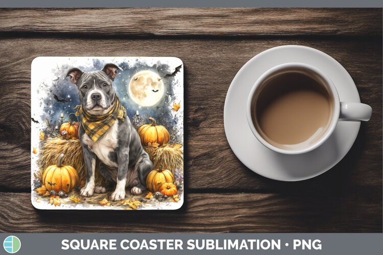 GorgeousDogs 03 Bandana Halloween Square Coaster design.