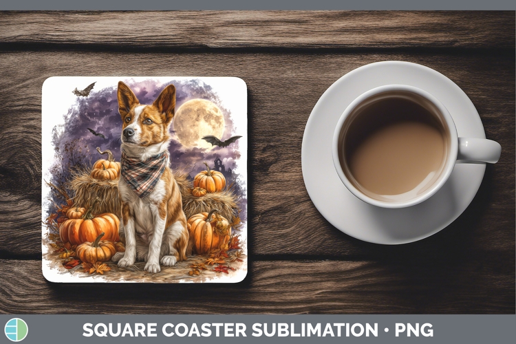 Basenji Square Coaster Dogs 03 Bandana Halloween Sublimation