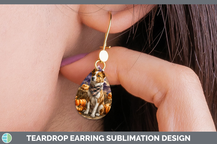 Basenji Teardrop Earrings Dogs 03 Bandana Halloween Sublimat
