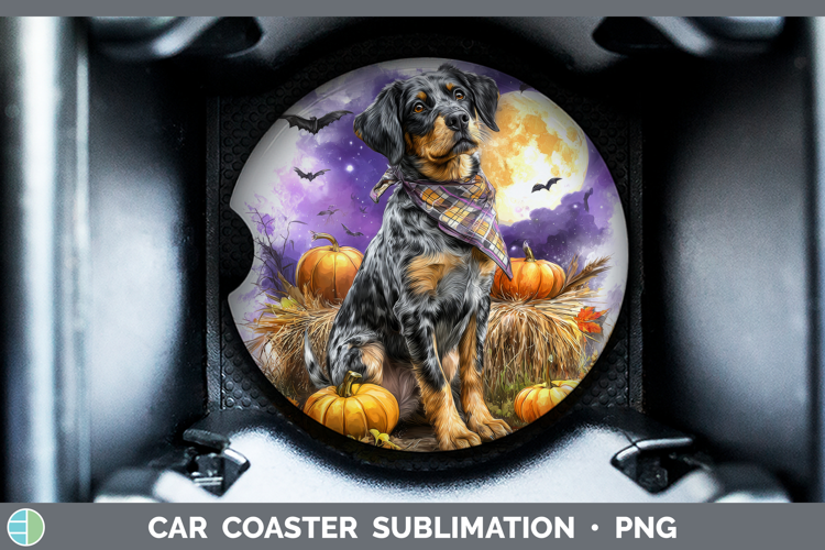 Bluetick Coonhound Car Coaster Dogs 03 Bandana Halloween Sub