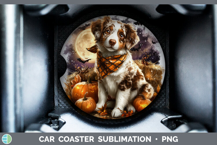 GorgeousDogs 03 Bandana Halloween Car Coaster design.