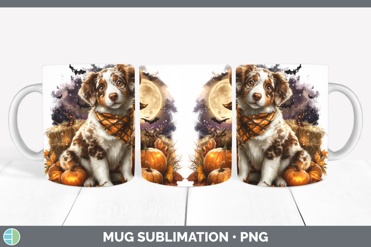 Brittany Dog Mug Wrap Dogs 03 Bandana Halloween Sublimation