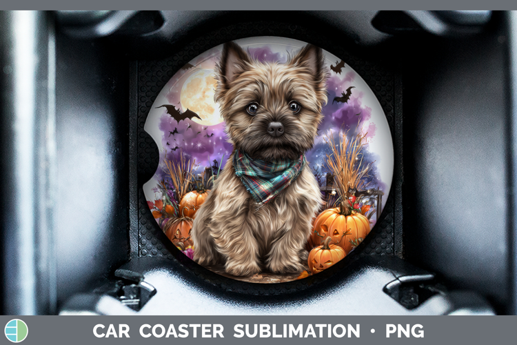 Cairn Terrier Car Coaster Dogs 03 Bandana Halloween Sublimat
