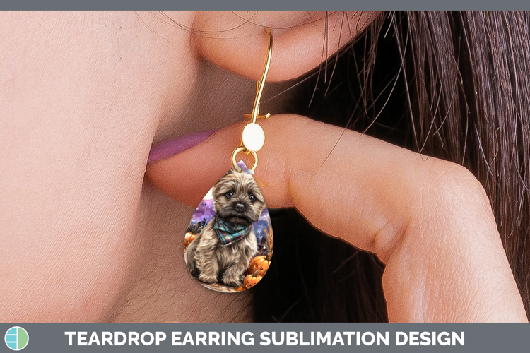 Cairn Terrier Teardrop Earrings Dogs 03 Bandana Halloween Su