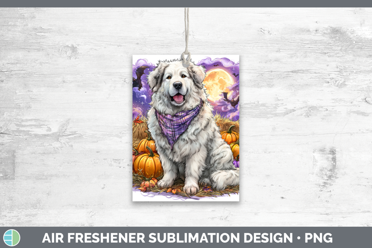 Great Pyrenees Air Freshener Dogs 03 Bandana Halloween Subli