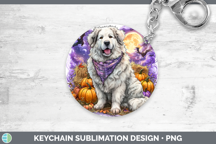 Great Pyrenees Keychain Dogs 03 Bandana Halloween Sublimatio