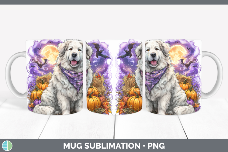 Great Pyrenees Mug Wrap Dogs 03 Bandana Halloween Sublimatio