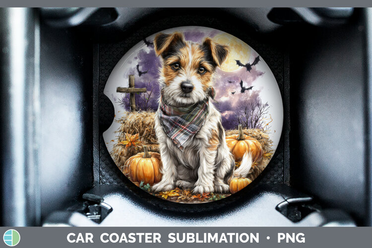 GorgeousDogs 03 Bandana Halloween Car Coaster design.