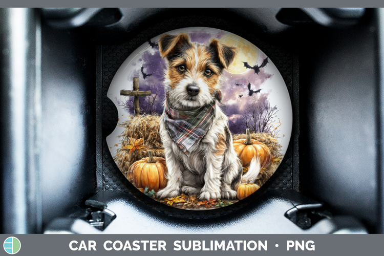Jack Russell Terrier Car Coaster Dogs 03 Bandana Halloween S