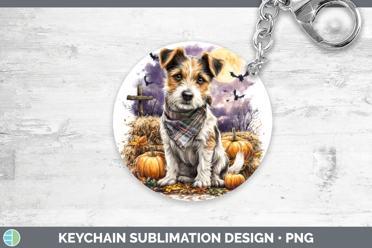 Jack Russell Terrier Keychain Dogs 03 Bandana Halloween Subl