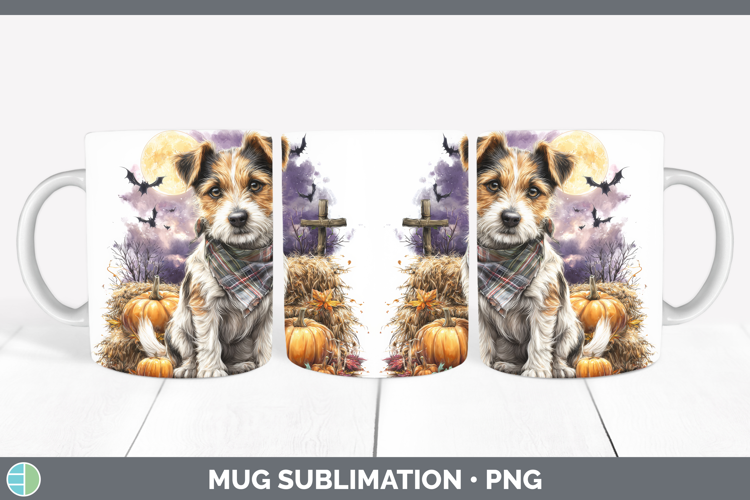 Jack Russell Terrier Mug Wrap Dogs 03 Bandana Halloween Subl