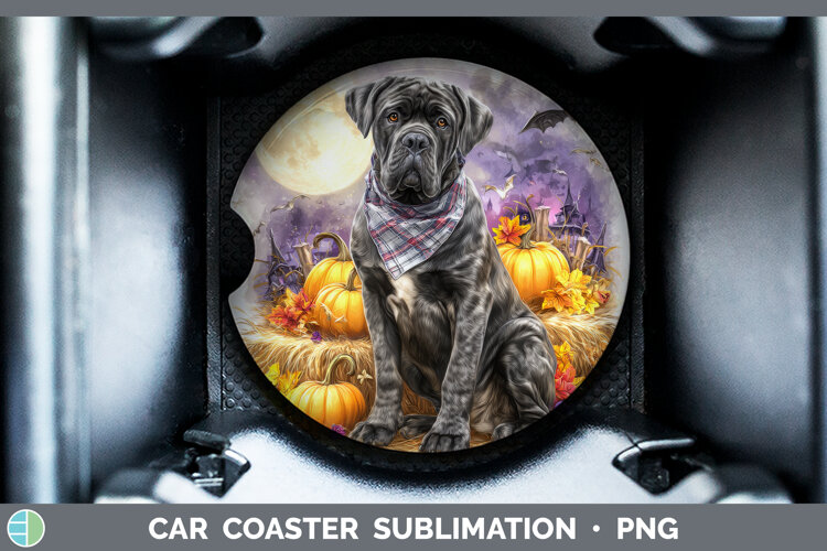 GorgeousDogs 03 Bandana Halloween Car Coaster design.