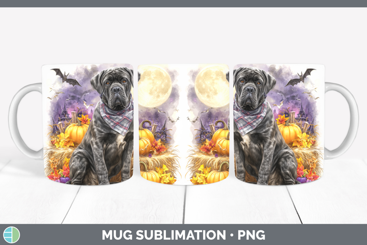 Mastiff Mug Wrap Dogs 03 Bandana Halloween Sublimation Coffe