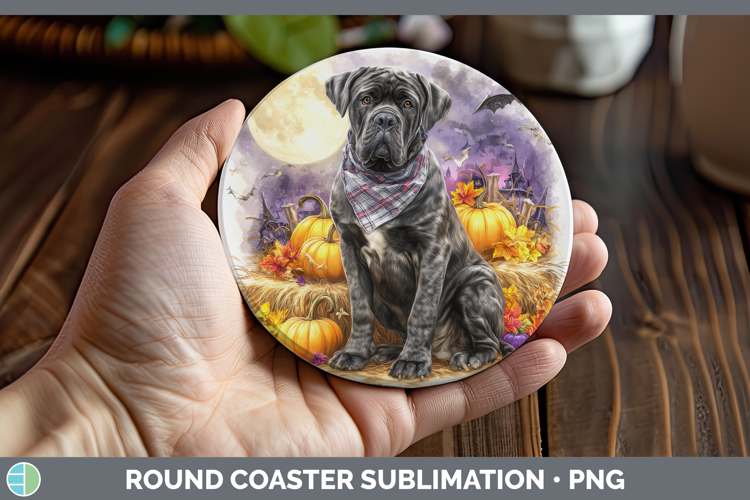 Mastiff Round Coaster Dogs 03 Bandana Halloween Sublimation