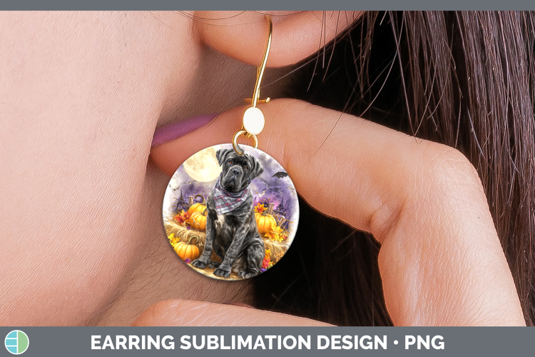 Mastiff Round Earrings Dogs 03 Bandana Halloween Sublimation