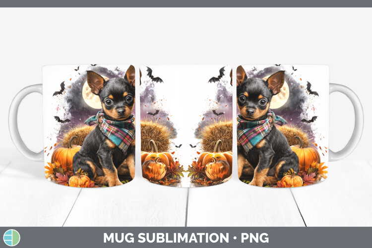 GorgeousDogs 03 Bandana Halloween Mug Wrap design.