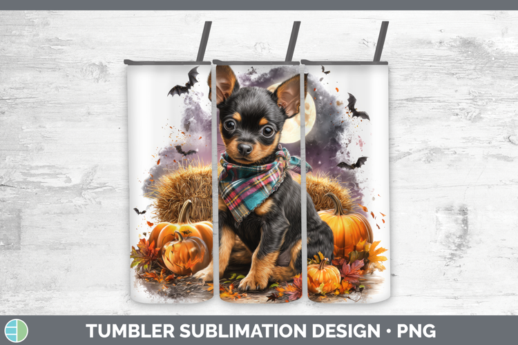 Miniature Pinscher Tumbler Dogs 03 Bandana Halloween Sublima