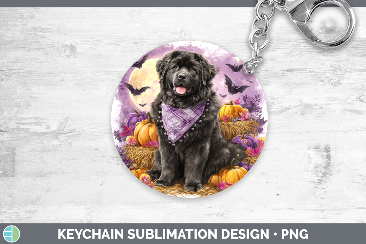 Newfoundland Keychain Dogs 03 Bandana Halloween Sublimation
