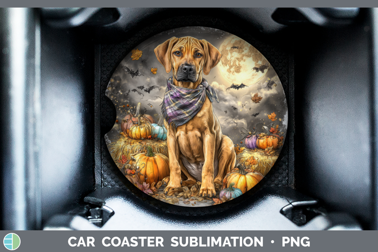 Rhodesian Ridgeback Car Coaster Dogs 03 Bandana Halloween Su