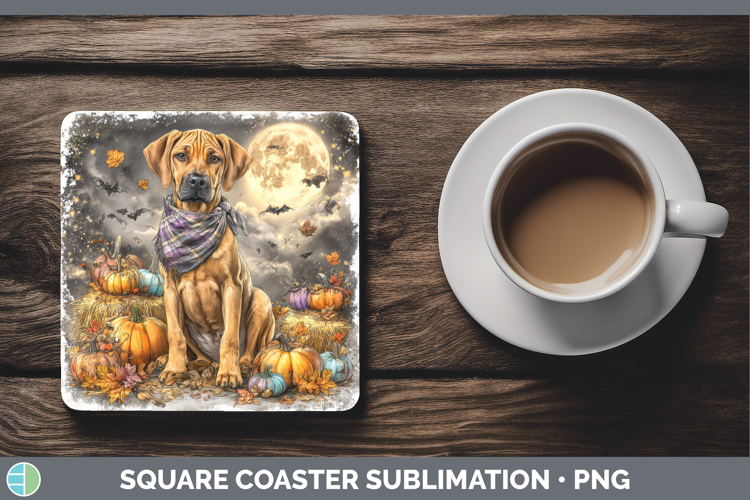 Rhodesian Ridgeback Square Coaster Dogs 03 Bandana Halloween