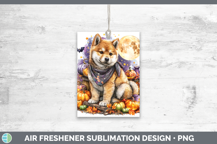 Shiba Inu Air Freshener Dogs 03 Bandana Halloween Sublimatio