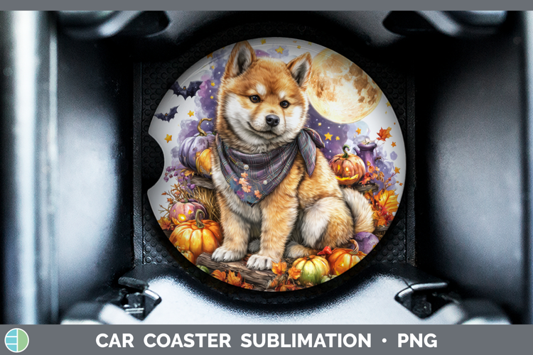 Shiba Inu Car Coaster Dogs 03 Bandana Halloween Sublimation