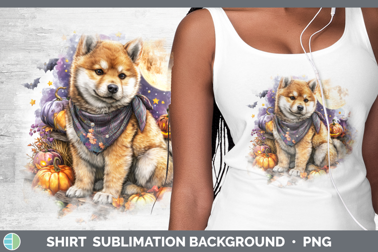 Shiba Inu Shirt Dogs 03 Bandana Halloween Sublimation Backgr
