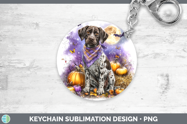 Shorthaired Pointer Keychain Dogs 03 Bandana Halloween Subli