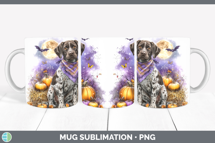 Shorthaired Pointer Mug Wrap Dogs 03 Bandana Halloween Subli