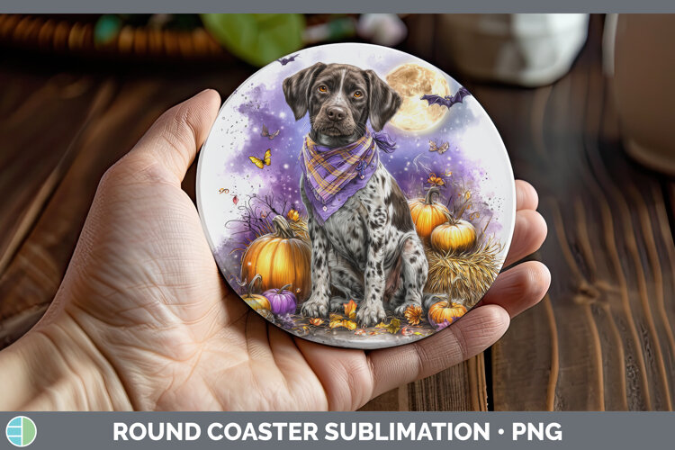 GorgeousDogs 03 Bandana Halloween Round Coaster design.
