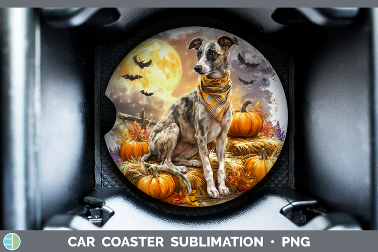 Whippet Car Coaster Dogs 03 Bandana Halloween Sublimation D